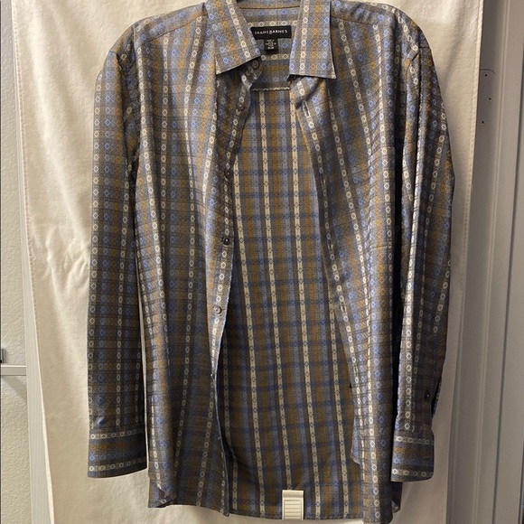 Jhane Barnes Men’s Blue Transpose Patterned Multi-Colored Button-Down Shirt - Picture 2 of 16